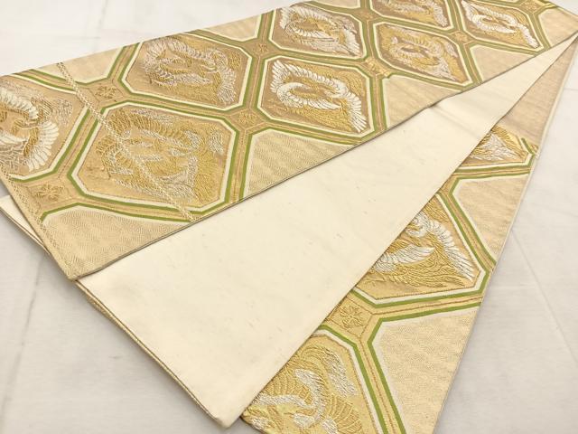 平和屋着物◎六通柄袋帯 唐織 蜀江向かい鳳凰文 金銀糸 正絹 逸品 BAAU9041yc