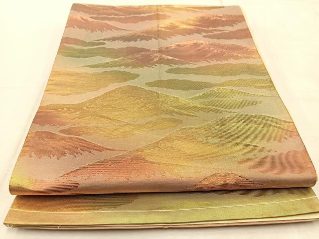 平和屋着物◎六通柄袋帯 重ね山文 金糸 引箔 正絹 逸品 BAAU9043yc
