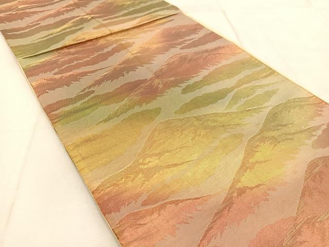 平和屋着物◎六通柄袋帯 重ね山文 金糸 引箔 正絹 逸品 BAAU9043yc