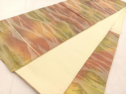 平和屋着物◎六通柄袋帯 重ね山文 金糸 引箔 正絹 逸品 BAAU9043yc