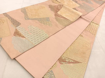 平和屋着物◎六通柄袋帯 光悦色紙重ね文 金銀糸 正絹 逸品 BAAU9047yc