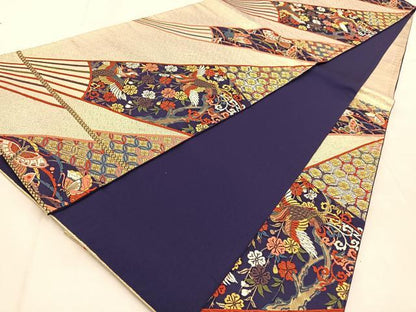 平和屋着物◎六通柄袋帯 唐織 元禄鳳凰桜文 金銀糸 正絹 逸品 BAAU9051yc