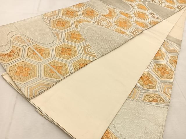平和屋着物◎六通柄袋帯 唐織 亀甲花菱文 金銀糸 正絹 逸品 BAAU9053yc