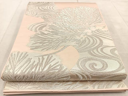 平和屋着物◎六通柄　本袋帯　浜松文　銀糸　正絹　逸品　BAAU9055yc