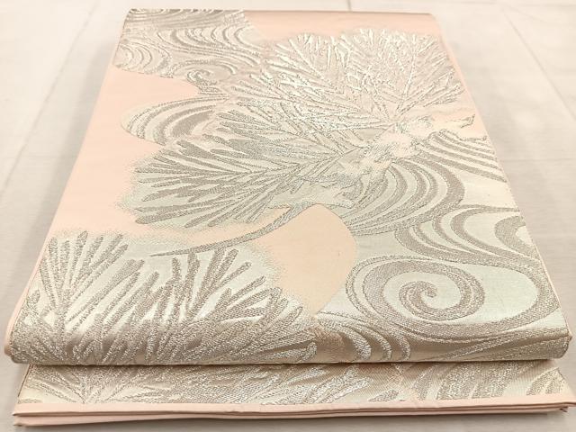 平和屋着物◎六通柄　本袋帯　浜松文　銀糸　正絹　逸品　BAAU9055yc