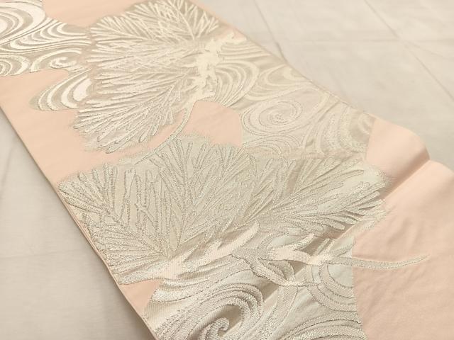 平和屋着物◎六通柄　本袋帯　浜松文　銀糸　正絹　逸品　BAAU9055yc