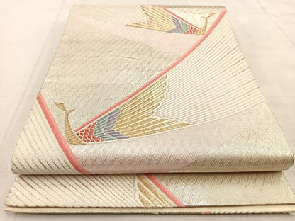 平和屋着物◎六通柄袋帯　唐織　孔雀文　金銀糸　正絹　逸品　BAAU9057yc