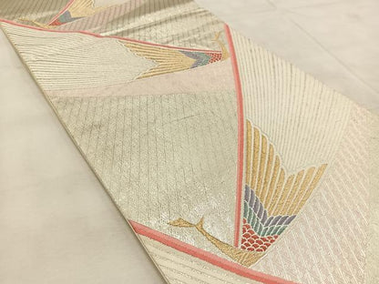 平和屋着物◎六通柄袋帯　唐織　孔雀文　金銀糸　正絹　逸品　BAAU9057yc