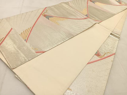 平和屋着物◎六通柄袋帯　唐織　孔雀文　金銀糸　正絹　逸品　BAAU9057yc