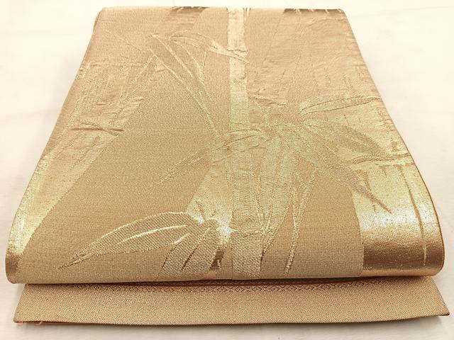 平和屋着物◎六通柄袋帯 笹竹文 金糸 正絹 逸品 BAAU9062yc