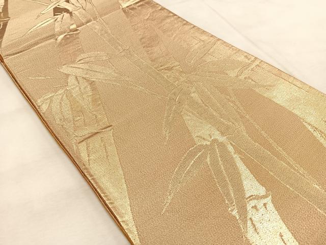 平和屋着物◎六通柄袋帯 笹竹文 金糸 正絹 逸品 BAAU9062yc