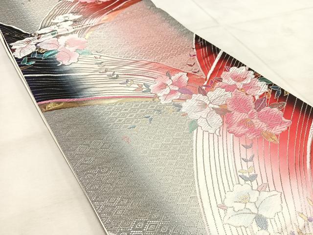 平和屋着物◎六通柄袋帯　唐織　花蝶文　金銀糸　正絹　逸品　BAAU9074yc