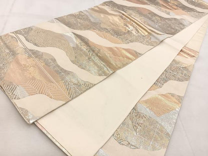 平和屋着物◎六通柄袋帯　道長吉祥花文　金銀糸　正絹　逸品　BAAU9077yc