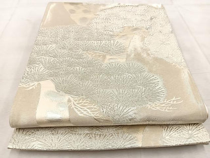 平和屋着物◎六通柄袋帯　唐織　笠松　銀糸　正絹　逸品　未使用　BAAU9088yc