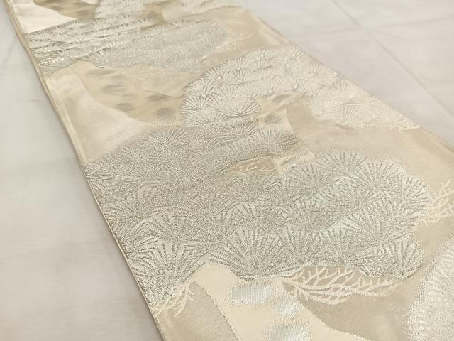 平和屋着物◎六通柄袋帯　唐織　笠松　銀糸　正絹　逸品　未使用　BAAU9088yc
