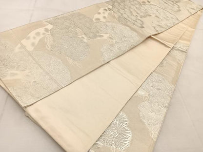 平和屋着物◎六通柄袋帯　唐織　笠松　銀糸　正絹　逸品　未使用　BAAU9088yc