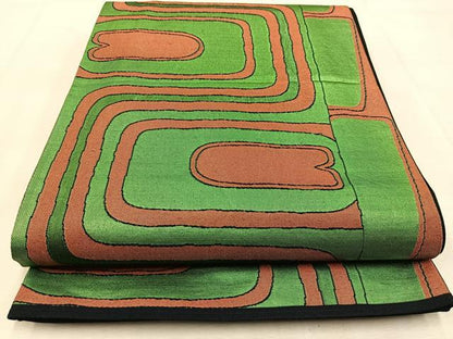 平和屋着物◎六通柄袋帯　幾何学文様　引箔　正絹　逸品　BAAU9090yc
