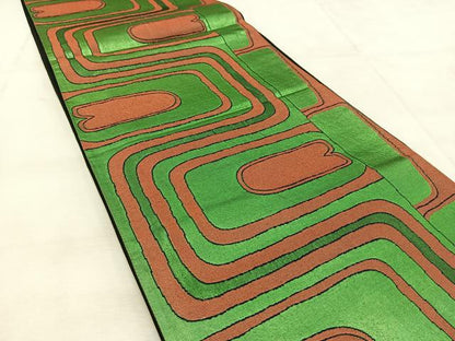 平和屋着物◎六通柄袋帯　幾何学文様　引箔　正絹　逸品　BAAU9090yc