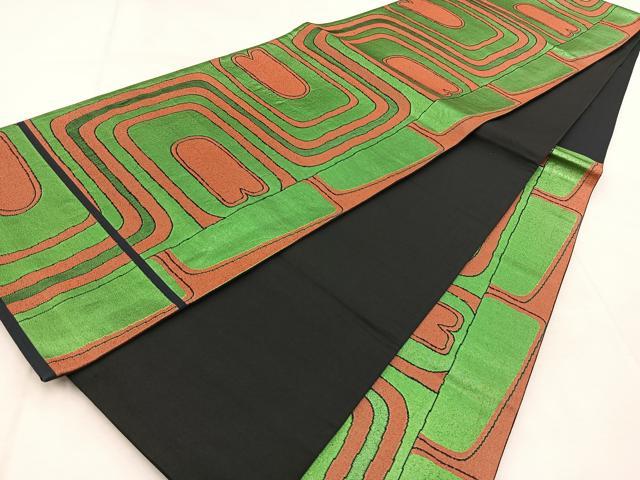 平和屋着物◎六通柄袋帯　幾何学文様　引箔　正絹　逸品　BAAU9090yc