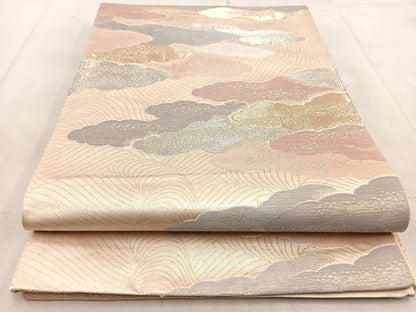 平和屋着物◎六通柄袋帯 重ね雲文 金銀糸 正絹 逸品 BAAU9095yc