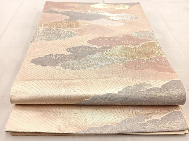 平和屋着物◎六通柄袋帯 重ね雲文 金銀糸 正絹 逸品 BAAU9095yc