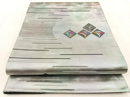 平和屋着物◎六通柄袋帯　草花文　金銀糸　引箔　正絹　逸品　BAAU9096yc