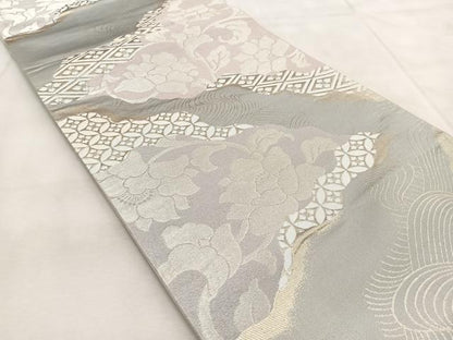 平和屋着物◎六通柄袋帯　吉祥更紗花唐草文　銀糸　正絹　逸品　BAAU9100yc