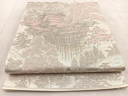 平和屋着物◎六通柄袋帯　京名所　プラチナ二重箔　正絹　逸品　BAAU9101yc