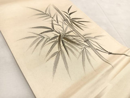平和屋着物◎西陣　太鼓柄袋帯　作家物　手描き　笹竹文　金銀彩　証紙付き　正絹　逸品　BAAU9102yc