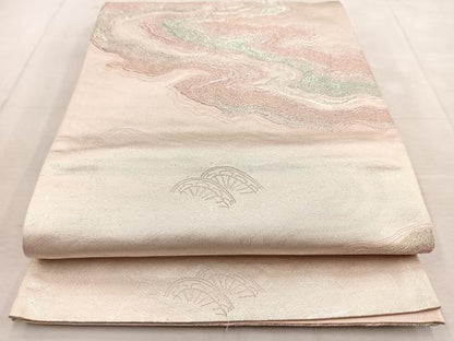 平和屋着物◎六通柄袋帯　片輪車文　金銀糸　正絹　逸品　BAAU9105yc