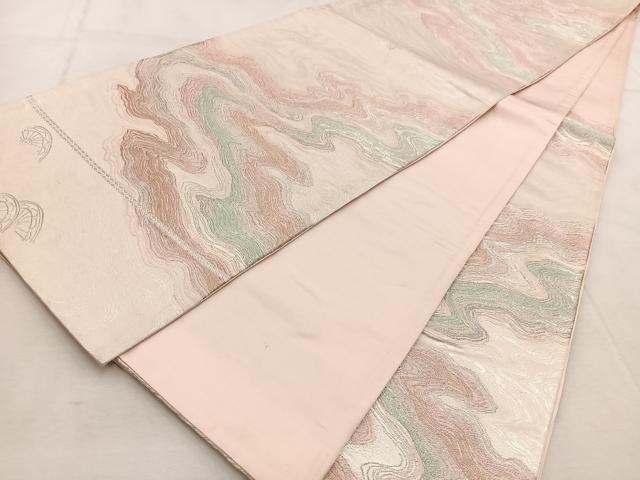 平和屋着物◎六通柄袋帯　片輪車文　金銀糸　正絹　逸品　BAAU9105yc