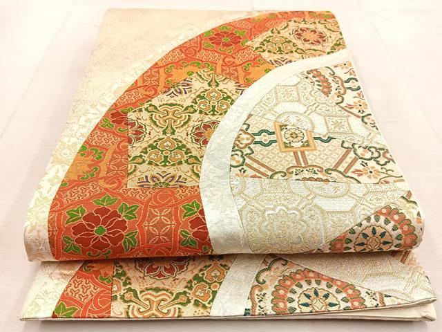 平和屋着物◎六通柄袋帯　切嵌　正倉院花文　金銀糸　正絹　逸品　BAAU9106yc