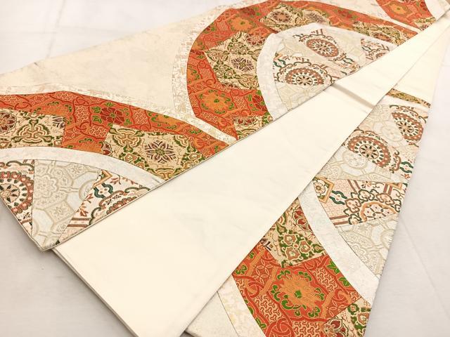 平和屋着物◎六通柄袋帯　切嵌　正倉院花文　金銀糸　正絹　逸品　BAAU9106yc