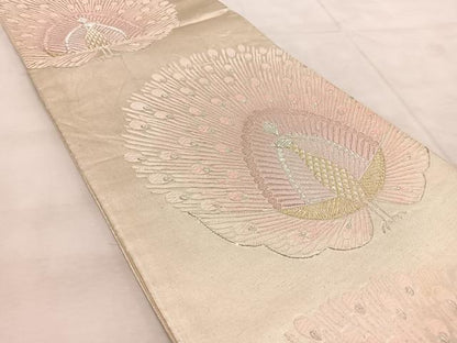 平和屋着物◎六通柄袋帯　唐織　孔雀　金銀糸　正絹　逸品　BAAU9126yc