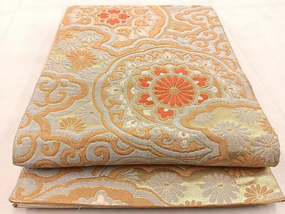 平和屋着物◎六通柄袋帯　雲取り正倉院花文　金銀糸　BAAU9129yc