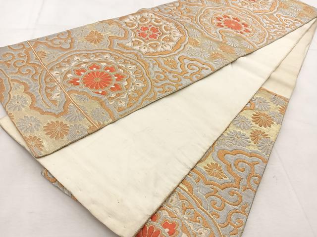 平和屋着物◎六通柄袋帯　雲取り正倉院花文　金銀糸　BAAU9129yc