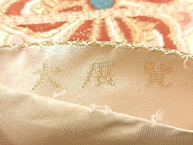 平和屋着物◎六通柄袋帯　唐織　大展覧　鼓花文　金糸　正絹　逸品　BAAU9130yc