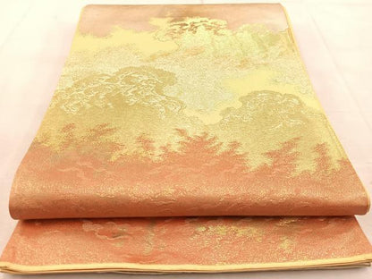 平和屋着物◎六通柄袋帯　立波文　金銀糸　引箔　正絹　逸品　BAAU9142yc