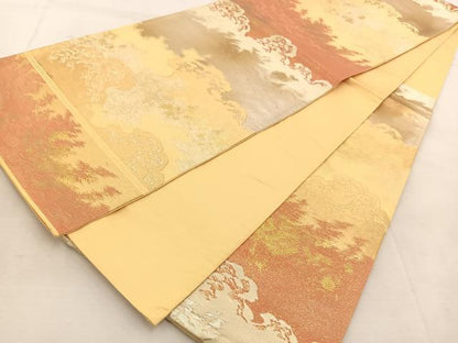 平和屋着物◎六通柄袋帯　立波文　金銀糸　引箔　正絹　逸品　BAAU9142yc