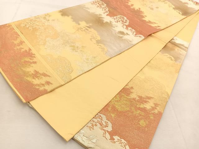 平和屋着物◎六通柄袋帯　立波文　金銀糸　引箔　正絹　逸品　BAAU9142yc