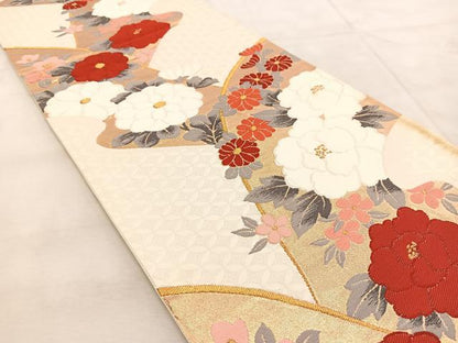 平和屋着物◎六通柄袋帯　唐織　吉祥花文　金糸　正絹　逸品　BAAU9143yc