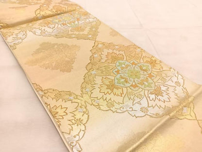 平和屋着物◎六通柄袋帯　宝相華　金銀糸　正絹　逸品　BAAU9147yc