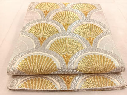 平和屋着物◎六通柄袋帯　菊青海波　金銀糸　正絹　逸品　BAAU9151yc