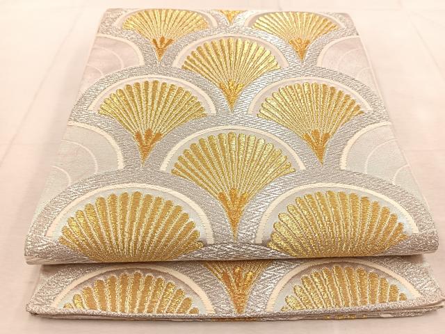 平和屋着物◎六通柄袋帯　菊青海波　金銀糸　正絹　逸品　BAAU9151yc