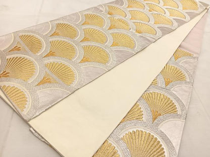 平和屋着物◎六通柄袋帯　菊青海波　金銀糸　正絹　逸品　BAAU9151yc