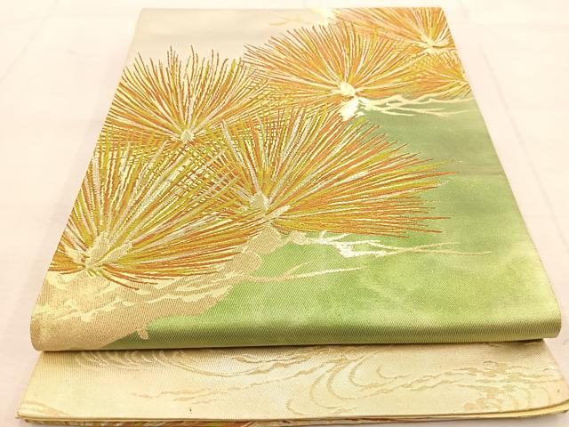 平和屋着物◎六通柄袋帯　浜松文　金銀糸　引箔　正絹　逸品　BAAU9153yc