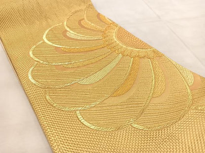 平和屋着物◎六通柄袋帯　舞花文　金糸　正絹　逸品　BAAU9155yc