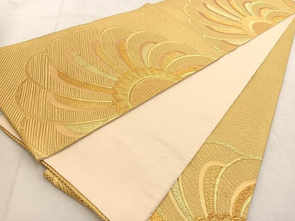平和屋着物◎六通柄袋帯　舞花文　金糸　正絹　逸品　BAAU9155yc