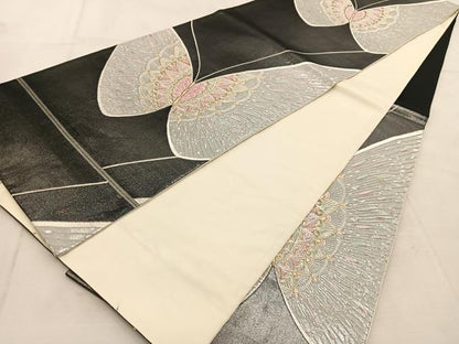 平和屋着物◎六通柄袋帯　唐織　舞蝶文　金銀糸　引箔　正絹　逸品　BAAU9163yc