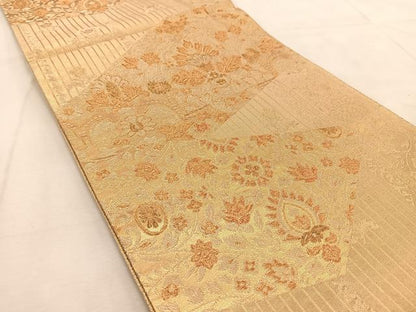 平和屋着物◎六通柄袋帯　切嵌更紗　金糸　正絹　逸品　BAAU9185yc